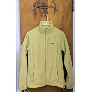 COLUMBIA M Light Green Fleece Long Sleeve Zip Up
